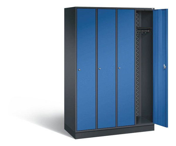 C+P Garderobenschrank Intro, H1950xB1220xT490mm, Farbe: Schwarzgrau / Enzianblau, 8170-401 S10031