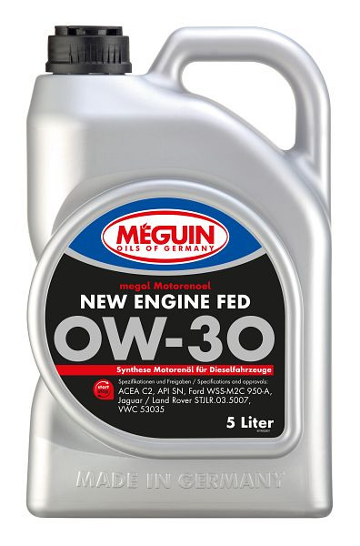 Meguin megol Motorenöl New Engine FED SAE 0W-30, Kanister Kunststoff, VE: 5 Liter, 33030