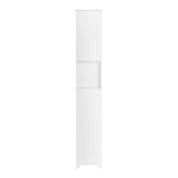 SoBuy Badezimmerschrank mit zwei Türen Weiß 30x25x170 cm, Modern, BZR109-W