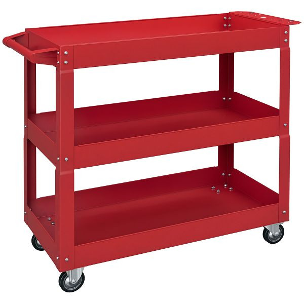 DURHAND 3-stufiger Werkzeugwagen, 4 Rollen, Stahl, 83B x 35,3T x 76H cm, Rot, B20-087V00RD