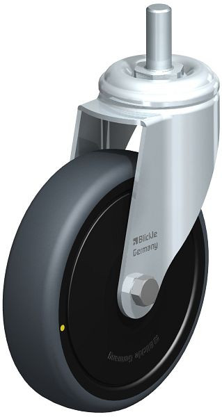 Blickle LKRA-TPA 126K-ELS-FK-GS12 Apparate-Lenkrolle mit Gewindestift, Thermoplastisches Gummi-Elastomer, Grau, 659540