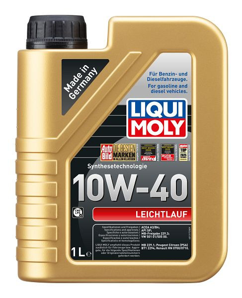 LIQUI MOLY Motoröl Leichtlauf 10W-40, Kanister Kunststoff, VE: 1 Liter, 1317