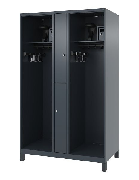 C+P Feuerwehrspind Evolo, Modell MAXI, 2 Abteile, H1850B1200T600 mm, Anthrazit, Füße, 0496315-020 S10007