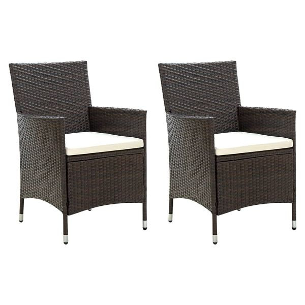vidaXL Gartenstühle mit Sitzpolster 2 Stück Poly Rattan Braun, 316679
