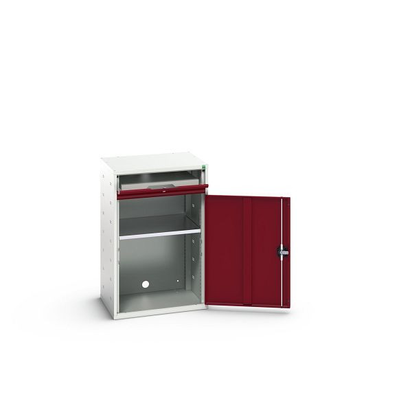 bott verso Computerschrank, mit 1 Fachboden und 1 Tablar, BxTxH: 650 x 550 x 1000 mm, Lichtgrau / Purpurrot, 16928000.24