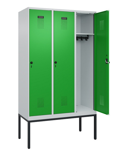 C+P Spind Evolo PLUS, Gestell, 3 Abteile, 2120x1200x500mm, 7035/6037, Verschluss Drehriegel, Ablageböden 3, 0490307-32 S10011