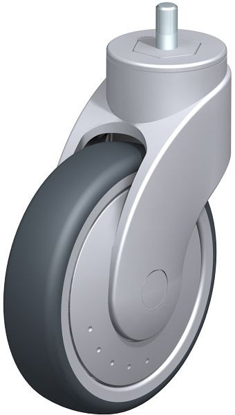 Blickle LWG-TPA 126K-FK-GS10 Kunststoff-Lenkrolle WAVE mit Gewindestift, Thermoplastisches Gummi-Elastomer, Grau, 743305