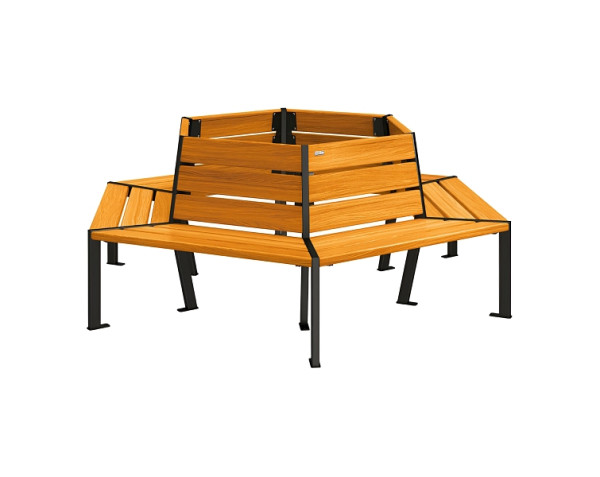Procity Baum-Rundbank Silaos, Stahl Und Holz, Innendurchmesser 1000 mm, helle Eiche/RAL 9005, 209648.9005.CHEC