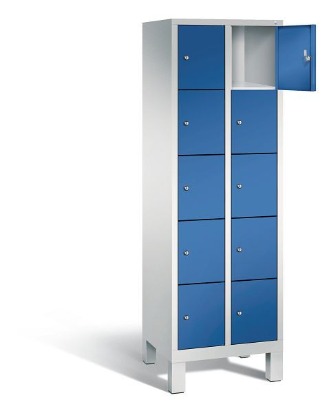 C+P Schließfachschrank Evolo, H1850xB610xT500mm, Farbe: Lichtgrau / Enzianblau, 48010-205 S10083