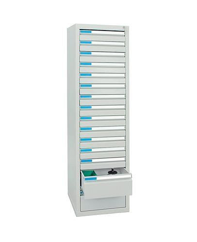stumpf Schubladenschrank Esta mit 15 Schubladen, grau, B 500 mm, H 1800 mm, 251960