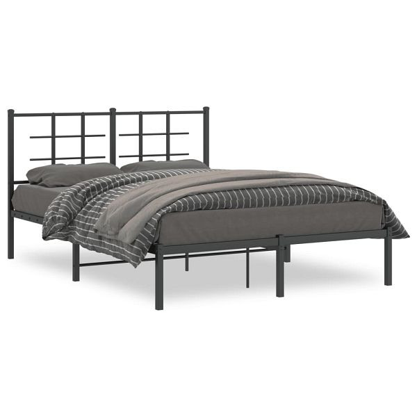 vidaXL Bettgestell mit Kopfteil Metall Schwarz 140x200 cm, 355562