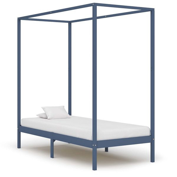 vidaXL Himmelbett-Gestell Grau Massivholz Kiefer 90 x 200 cm, 283274