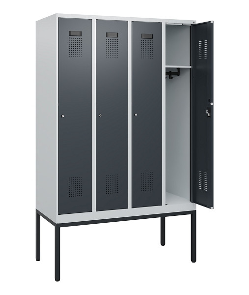 C+P Spind Evolo PLUS, Gestell, 4 Abteile, 1950x1200x500mm, 7035/7016, Zylinderschloss, 0490305-40 S10039