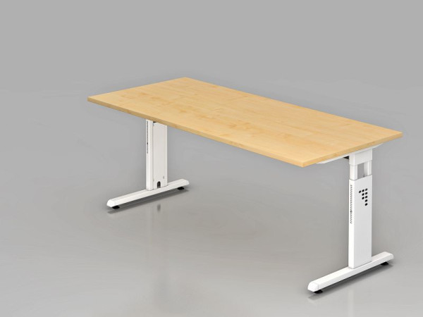 Hammerbacher Schreibtisch C-Fuß 180x80cm Ahorn/Weiß, Arbeitshöhe 65-85 cm, VOS19/3/W