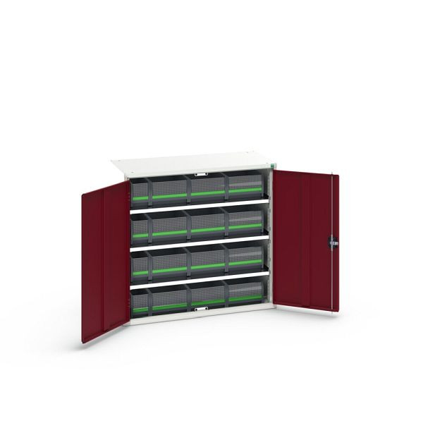 bott verso Magazinschrank, mit 3 Fachböden und 16 bottBoxen, BxTxH: 1050x550x1000mm, Purpurrot, 16926559.24