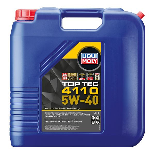 LIQUI MOLY Motoröl Top Tec 4110 5W-40, Kanister Kunststoff, VE: 20 Liter, 21480