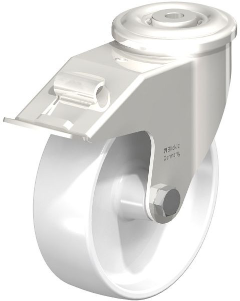 Blickle LEXR-PO 150G-FI Edelstahl-Lenkrolle mit Rückenloch & Feststeller, Polyamid, Weiß, 584284