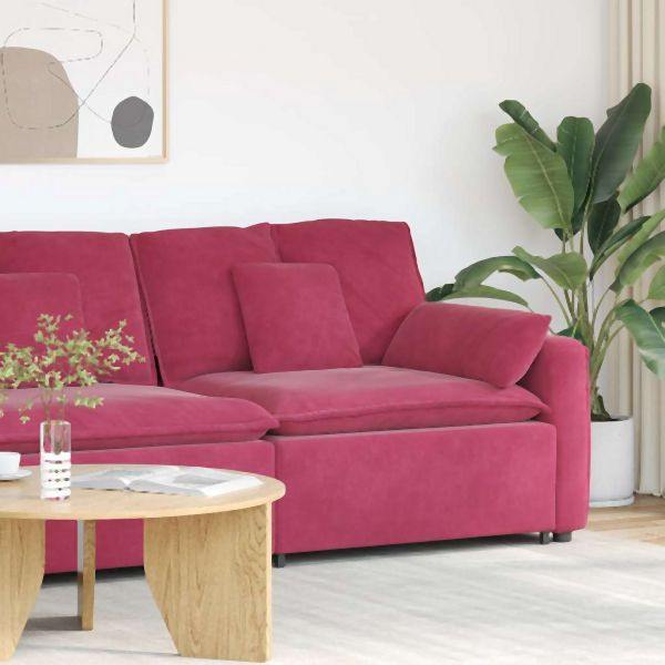 vidaXL Modulares Sofa Endmodul mit Armlehne Kissen Weinrot 100 cm, 4104403