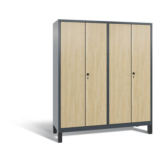 C+P Spind Evolo, 4 Abteile, H1850xB1590xT500 mm, Anthrazit/MDF Eiche, 48012-42 S10214