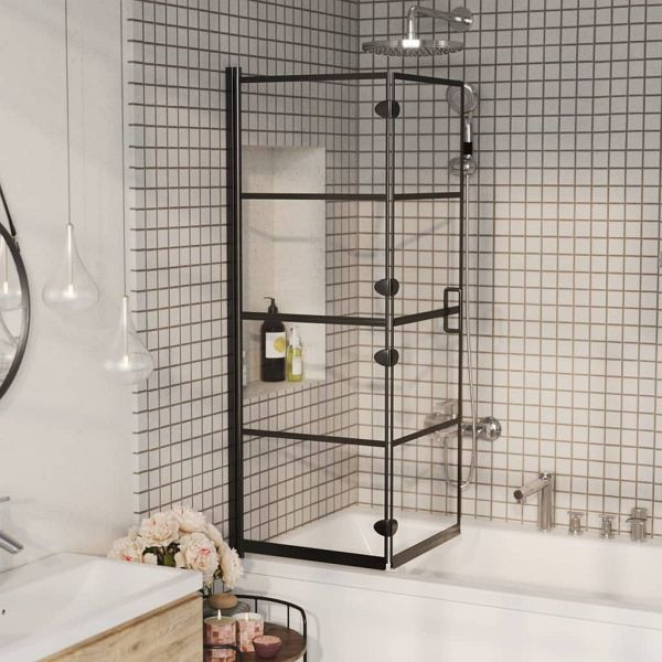 vidaXL Faltbare Duschkabine ESG 100x140 cm Schwarz, 150744