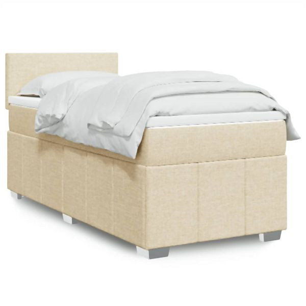 vidaXL Boxspringbett mit Matratze Creme 80x200 cm Stoff, 3286893