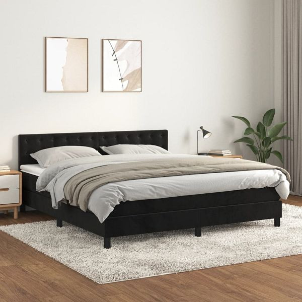 vidaXL Boxspringbett mit Matratze Schwarz 180x200 cm Samt, 3141559