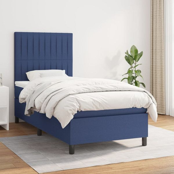 vidaXL Boxspringbett mit Matratze Blau 80x200 cm Stoff, 3141895