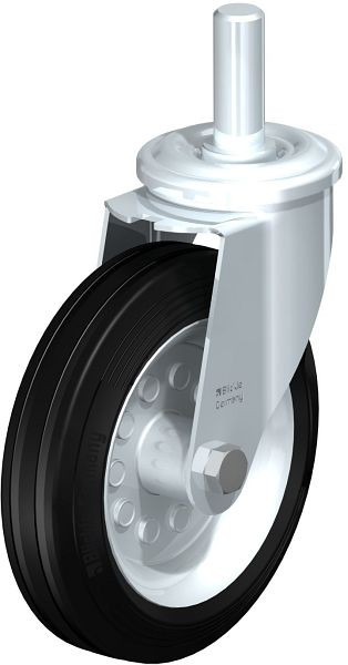 Blickle LEZ-VE 180R-22 Stahlblech-Lenkrolle mit Zapfen, Vollgummi, Schwarz, 576751