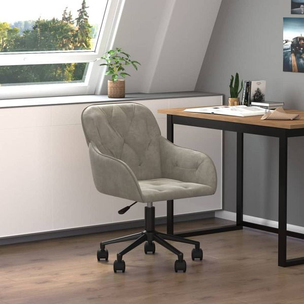 vidaXL Bürostuhl Drehbar Hellgrau Samt, 344867, 8720287109754