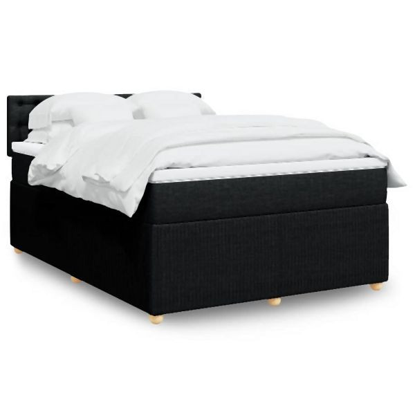 vidaXL Boxspringbett mit Matratze Schwarz 140x200 cm Stoff, 3289795