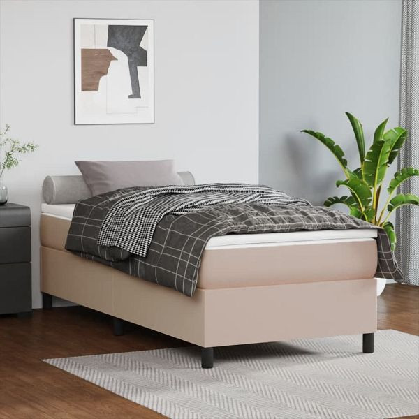 vidaXL Boxspringbett mit Matratze Cappuccino-Braun 90x190cm Kunstleder, 3144583