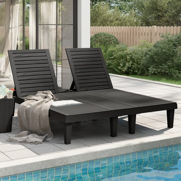 vidaXL Doppel-Sonnenliege Schwarz 155x138x83 cm Polypropylen, 364150
