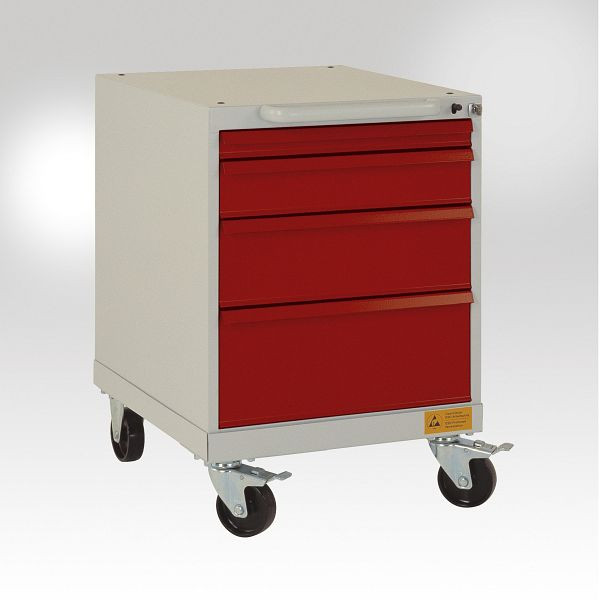 Manuflex ESD-Schubfachschrank BASETEC mobil, Nutzhöhe 500 mm mit 4 Schubfächern, in lichtgrau RAL 7035, LS1043.7035