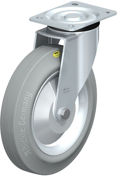 Blickle L-RD 252R-3-VLI-FA Stahlblech-Lenkrolle, mittelschwere Ausführung, mit Anschraubplatte, Zweikomponenten-Vollgummi, Grau, 850005