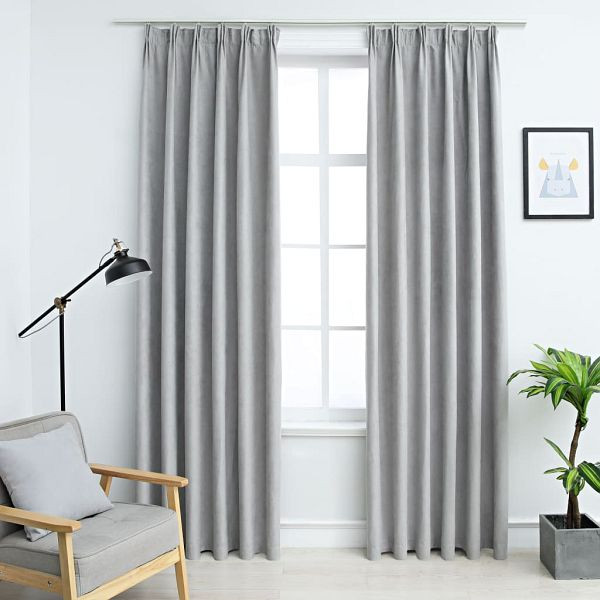 vidaXL Verdunkelungsvorhänge mit Haken 2 Stück Grau 140x245 cm, 134469