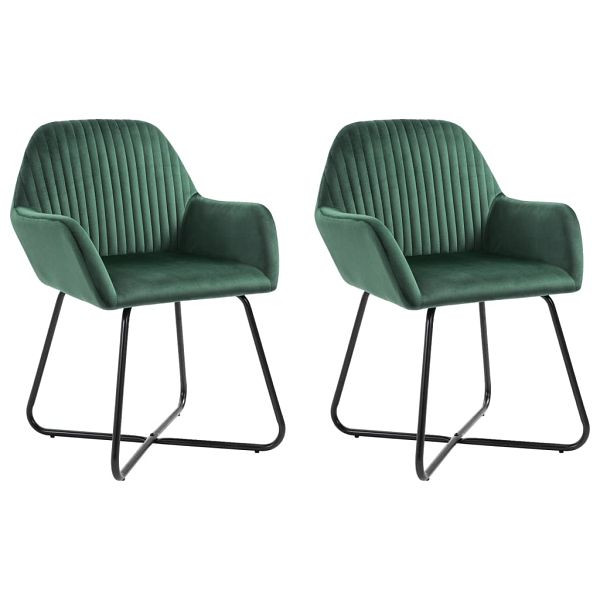 vidaXL Esszimmerstühle 2 Stück Grün Samt (Polyester), 249803