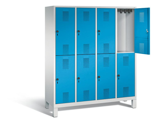 C+P Spind doppelstöckig Evolo, H1850xB1590xT500mm, Farbe: Lichtgrau / Lichtblau, 48310-42 S10075