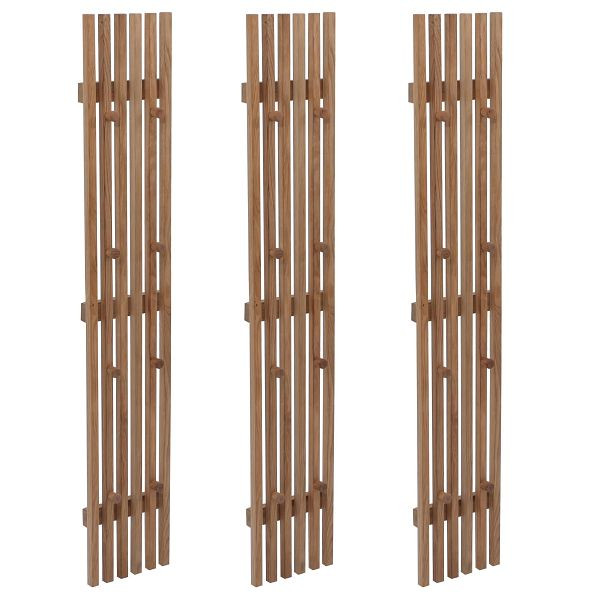 MCA 3er-Set Garderobenpaneel HWC-P56, Wandgarderobe Garderobenleiste Holzgarderobe, 24 Haken Massiv-Holz, Eiche, 3x119390