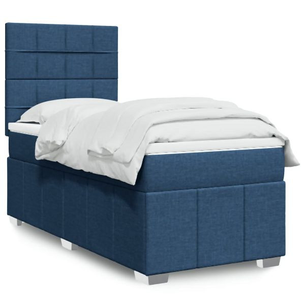 vidaXL Boxspringbett mit Matratze Blau 80x200 cm Stoff, 3293801