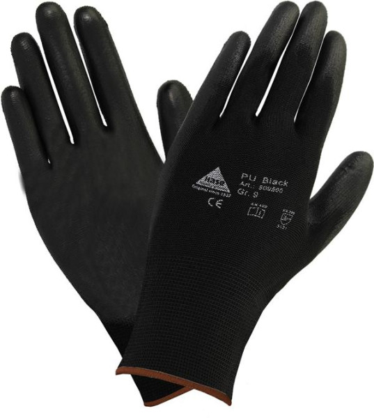 Hase Safety Feinstrick Handschuh mit Soft-PU Beschichtung, schwarz, Größe: 8, VE: 10 Paar, 509560-8