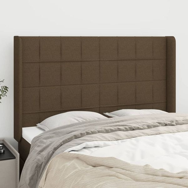 vidaXL Kopfteil mit Ohren Dunkelbraun 147x16x118/128 cm Stoff, 3119581
