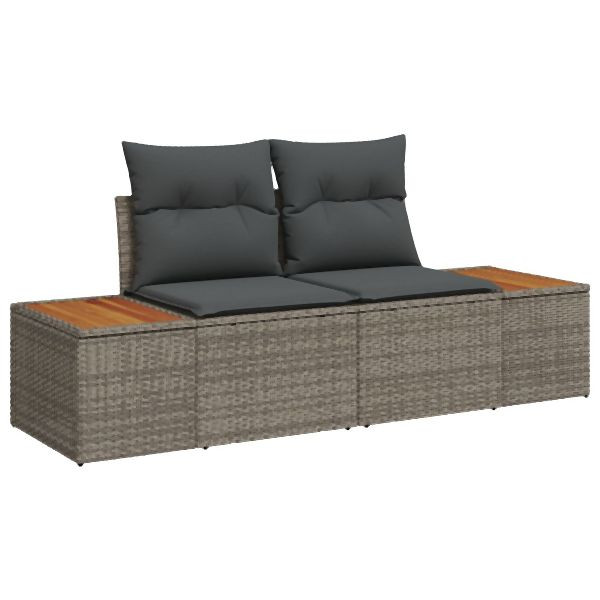 vidaXL Garten Sofa Set 8-teilig Grau Rattan, Polyester Garten Essgruppe, 3350091