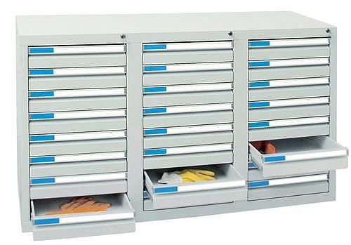 stumpf Schubladenschrank Esta mit 24 Schubladen, grau, B 1000 mm, H 900 mm, 251952