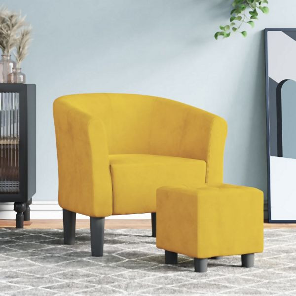 vidaXL Clubsessel mit Fußhocker Gelb Samt, modern, 356456