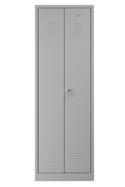Gürkan Garderobenschrank, 50 x 60 x 180 cm, Lichtgrau, EU Zylinderschloss, Hutboden & Kleiderhaken, Zueinanderschlagende Türen, WRC/2.1860.V2, 103447