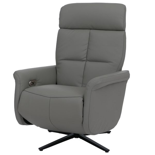 Mendler Relaxsessel HWC-L10, TV-Sessel Liegesessel, Liegefunktion drehbar, elektrisch verstellbar Voll-Leder, grau, 118801