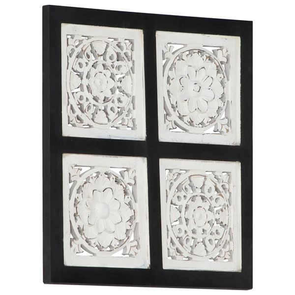 vidaXL Handgeschnitztes Wandpaneel MDF 40x40x1,5 cm Schwarz und Weiß, 321656