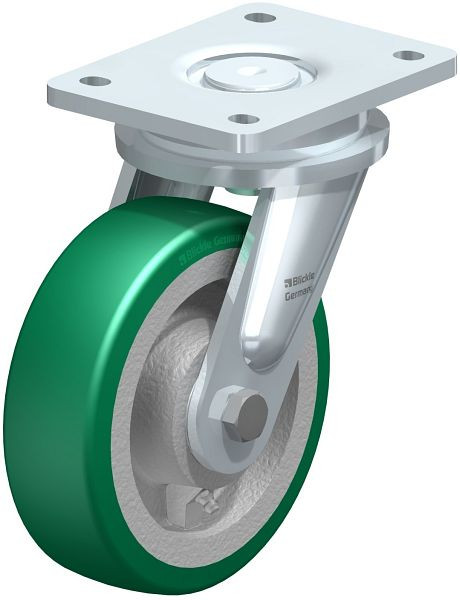 Blickle LO-GST 160K Stahlgeschweißte Schwerlast-Lenkrolle, Blickle Softhane®, Grün, 754934