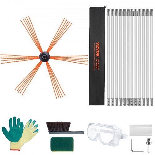 VEVOR Ofenrohrbürste 12 m Schornsteinbürsten inkl. 12 Stangen, YCS39YC1PCS1SWX6XV0