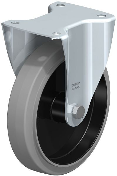 Blickle B-POEV 201R-SG Stahlblech-Bockrolle, mittelschwere Ausführung, mit Anschraubplatte, Elastik-Vollgummi, Grau, 850412